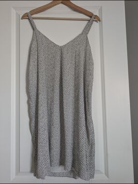 1STATE Polka Dot Mini Slip Dress - Size Small - Black & White V-Neck